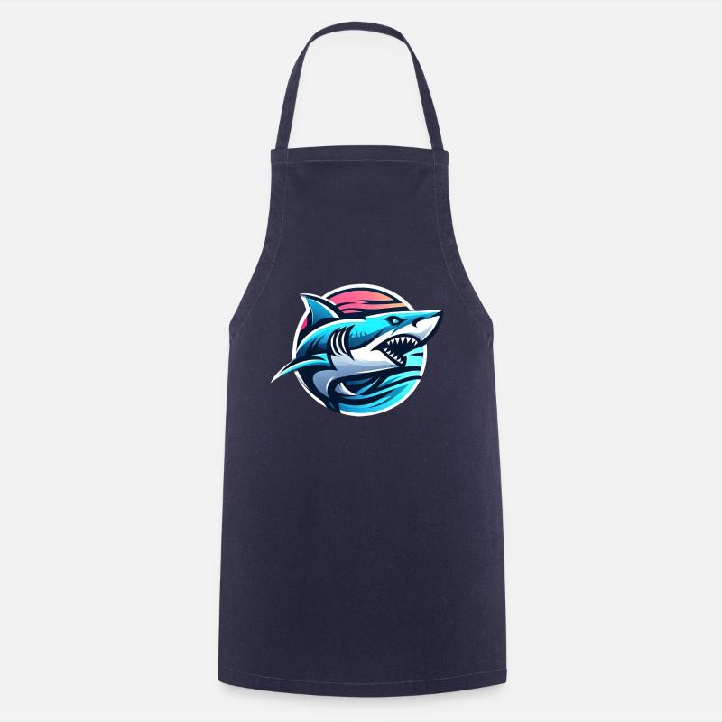 Logo d’illustration de requin - Tablier de cuisine - marine