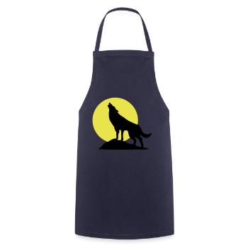 Wolve and Moon Silhouette, Wolf, Dog - Cooking Apron - navy - Front - AI Model Male 185 dark (185cm)