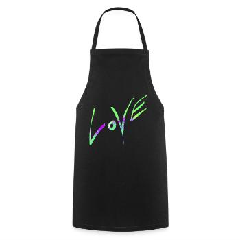 Love neon green - Cooking Apron - black - Front - AI Model Male 185 dark (185cm)