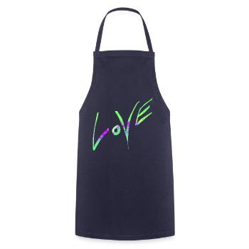 Love neon green - Cooking Apron - navy - Front - AI Model Male 185 dark (185cm)