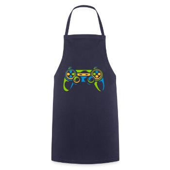 Bunter Controller Retro Konsole - Kochschürze - Navy - Vorne - AI Model Male 185 dark (185cm)