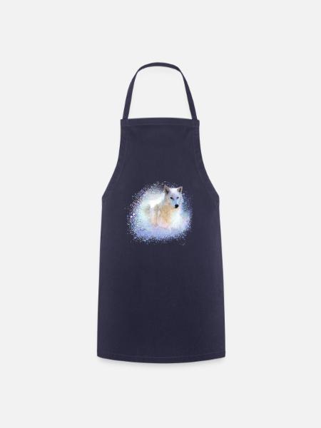 wolf,blau,hund, husky,Hund, malerei,graffiti - Kochschürze - Navy