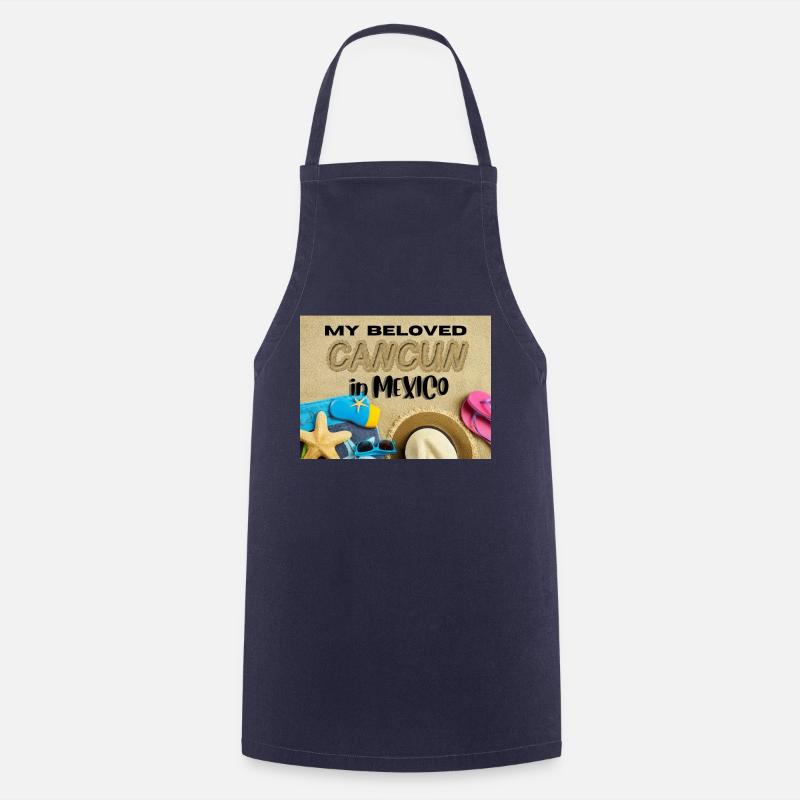 Cancun, greetings from Cancun - Cooking Apron - navy