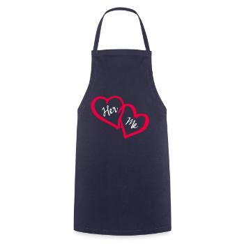 Linked hearts Her and me - Cooking Apron - navy - Front - AI Model Male 185 dark (185cm)