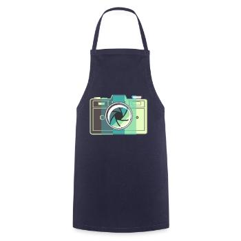 Retro Film Camera - Cooking Apron - navy - Front - AI Model Male 185 dark (185cm)