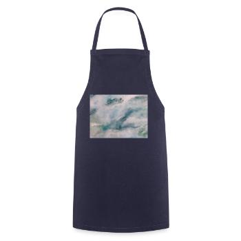 Wolken weiß türkis - Kochschürze - Navy - Vorne - AI Model Male 185 dark (185cm)