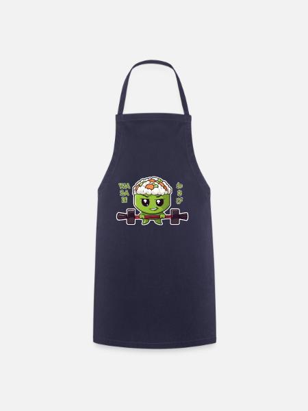 wasabi character with barbell - Cooking Apron - navy