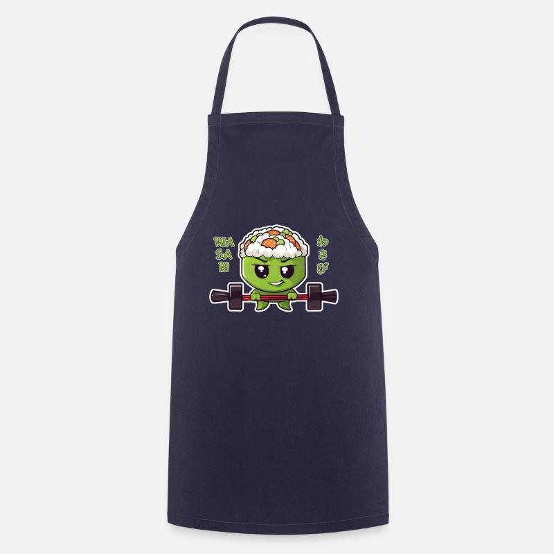 wasabi character with barbell - Cooking Apron - navy