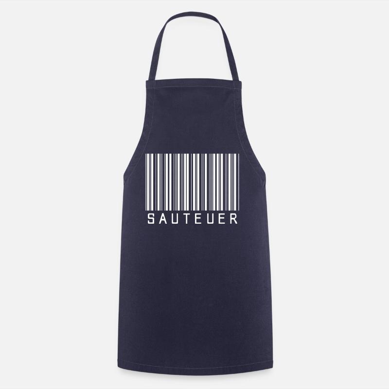 Strichcode "SAUTEUER" weiß - Kochschürze - Navy