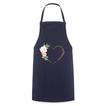 Herz Blumen personalisierbar - Kochschürze - Navy - Vorne - AI Model Male 185 dark (185cm)