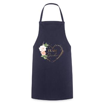 Team Bride Floral Herz personalisierbar - Kochschürze - Navy - Vorne - AI Model Male 185 dark (185cm)