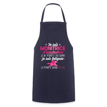 Monitrice d'équitation métier cheval chevaux - Tablier de cuisine - marine - Devant - AI Model Male 185 dark (185cm)