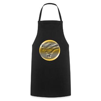 Golden ornament - Cooking Apron - black - Front - AI Model Male 185 dark (185cm)