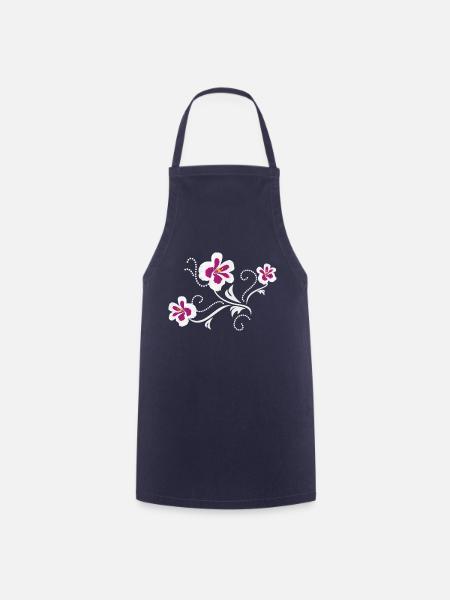 Stilisierte Pelargoniumblüten - Kochschürze - Navy