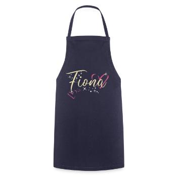 Fiona Nom Prénom Calligraphie coeur - Tablier de cuisine - marine - Devant - AI Model Male 185 dark (185cm)