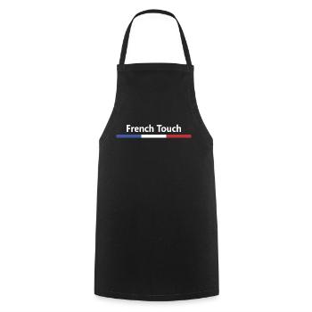 FRENCH TOUCH, blue white red, French flag - Cooking Apron - black - Front - AI Model Male 185 dark (185cm)
