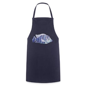 blue fish sea zebra tilapie zebra tilapie - Cooking Apron - navy - Front - AI Model Male 185 dark (185cm)