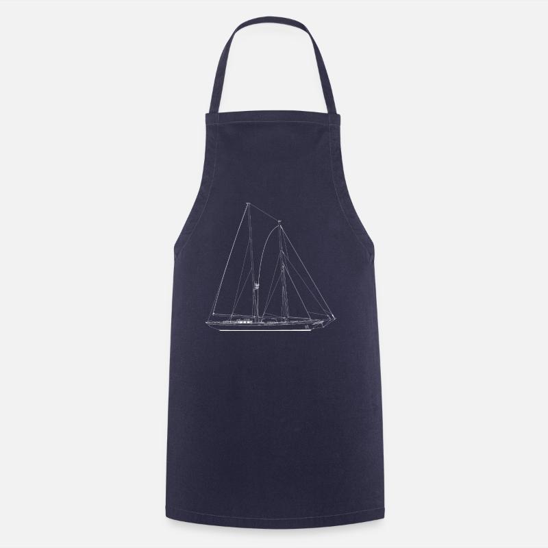 Voilier classique dessin dessiné à la main - Tablier de cuisine - marine