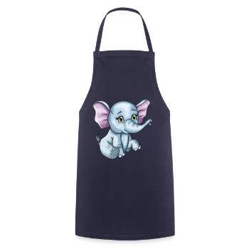 Bébé éléphant heureux mignon - Tablier de cuisine - marine - Devant - AI Model Male 185 dark (185cm)