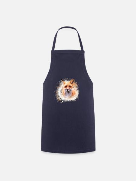 fuchs ,Graffiti, Malerei,fuchs ,aquarell,braun - Kochschürze - Navy