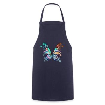 schmetterling ,bunt,graffiti,malerei - Kochschürze - Navy - Vorne - AI Model Male 185 dark (185cm)