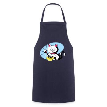 Chat et ramen - Tablier de cuisine - marine - Devant - AI Model Male 185 dark (185cm)