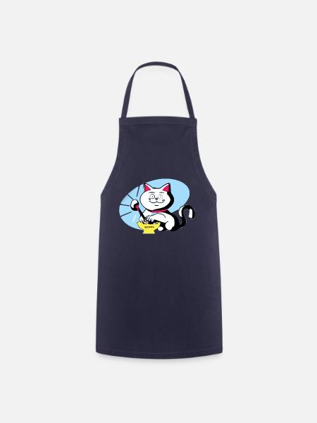 Chat et ramen - Tablier de cuisine - marine