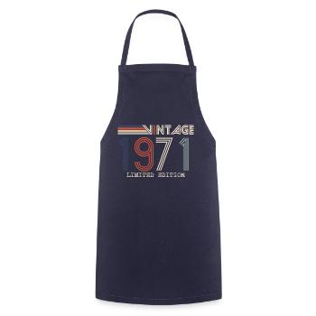 Vintage 1971 Anniversary Gift - Vintage 1971 - Cooking Apron - navy - Front - AI Model Male 185 dark (185cm)