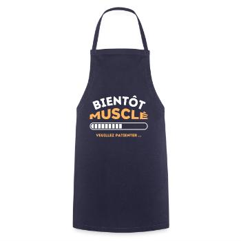 Bientôt musclé veuillez patienter 1 - Tablier de cuisine - marine - Devant - AI Model Male 185 dark (185cm)