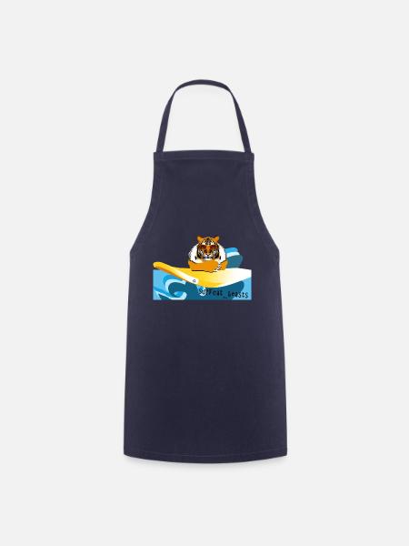Tiger auf einem Surfbrett - Kochschürze - Navy