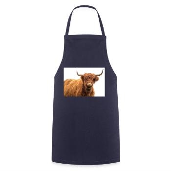 Scottish cow. Kuh. - Kochschürze - Navy - Vorne - AI Model Male 185 dark (185cm)