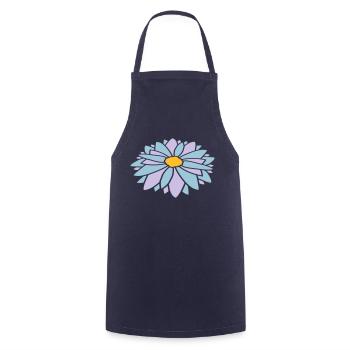 Colorful Pretty Flower Design - Cooking Apron - navy - Front - AI Model Male 185 dark (185cm)