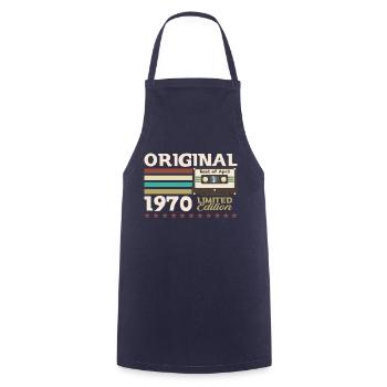 55th Birthday Original April Vintage 1970 - Cooking Apron - navy - Front - AI Model Male 185 dark (185cm)