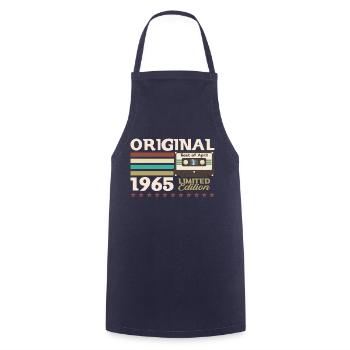 60th Birthday Cassette April Vintage 1965 - Cooking Apron - navy - Front - AI Model Male 185 dark (185cm)