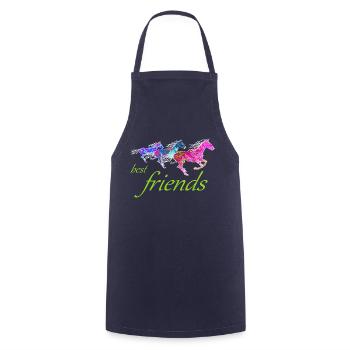 Best Friends Colorful Artistic Horses Circus - Cooking Apron - navy - Front - AI Model Male 185 dark (185cm)