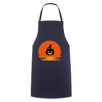 Vintage Sonnenuntergang gruseliges Kürbisgesicht Halloween - Kochschürze - Navy - Vorne - AI Model Male 185 dark (185cm)