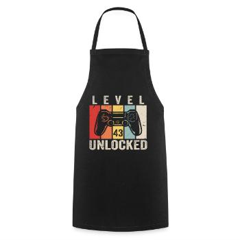 Level 43 Unlocked 43 Jahre Geburtstag Geschenk - Kochschürze - Schwarz - Vorne - AI Model Male 185 dark (185cm)