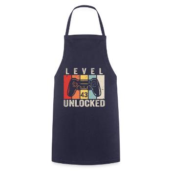 Level 43 Unlocked 43 Year Old Birthday Gift - Cooking Apron - navy - Front - AI Model Male 185 dark (185cm)