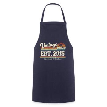 2015 Vintage Millésime anniversaire Retro cadeau - Tablier de cuisine - marine - Devant - AI Model Male 185 dark (185cm)