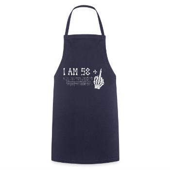 I Am 58 Plus Middle Finger - 59th Birthday - Cooking Apron - navy - Front - AI Model Male 185 dark (185cm)