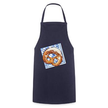 Brezel Breze Laugenbreze Illustration Cartoon - Kochschürze - Navy - Vorne - AI Model Male 185 dark (185cm)