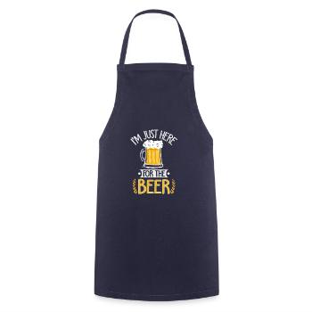 Ich bin nur wegen dem Bier hier - Kochschürze - Navy - Vorne - AI Model Male 185 dark (185cm)