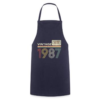 Cassette vintage 1987 - Tablier de cuisine - marine - Devant - AI Model Male 185 dark (185cm)