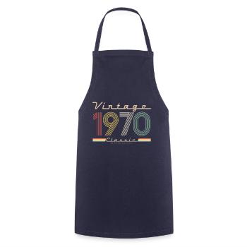 Vintage Classic 1970 - Cooking Apron - navy - Front - AI Model Male 185 dark (185cm)