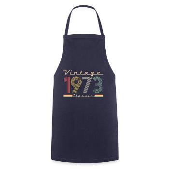 50e anniversaire Vintage Classic 1973 Rétro Pseudo - Tablier de cuisine - marine - Devant - AI Model Male 185 dark (185cm)