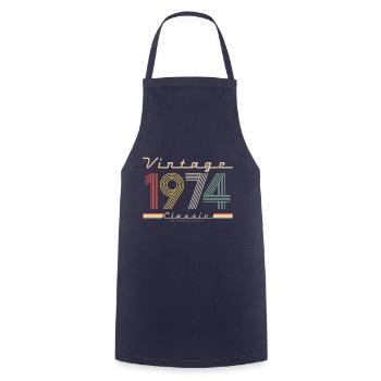 Vintage Classique 1974 - Tablier de cuisine - marine - Devant - AI Model Male 185 dark (185cm)