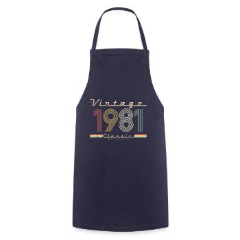 Vintage Classic 1981 pseudo rétro année de naissance - Tablier de cuisine - marine - Devant - AI Model Male 185 dark (185cm)