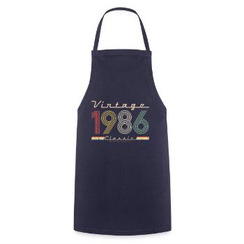 Vintage Classic 1986 pseudo année de naissance - Tablier de cuisine - marine - Devant - AI Model Male 185 dark (185cm)