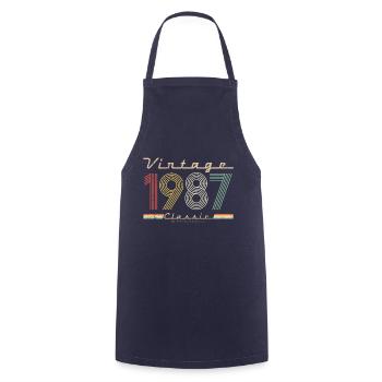 Pseudo anniversaire Vintage Classic 1987 - Tablier de cuisine - marine - Devant - AI Model Male 185 dark (185cm)
