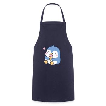 Le pingouin bleu mignon aime la crème glacée - Tablier de cuisine - marine - Devant - AI Model Male 185 dark (185cm)